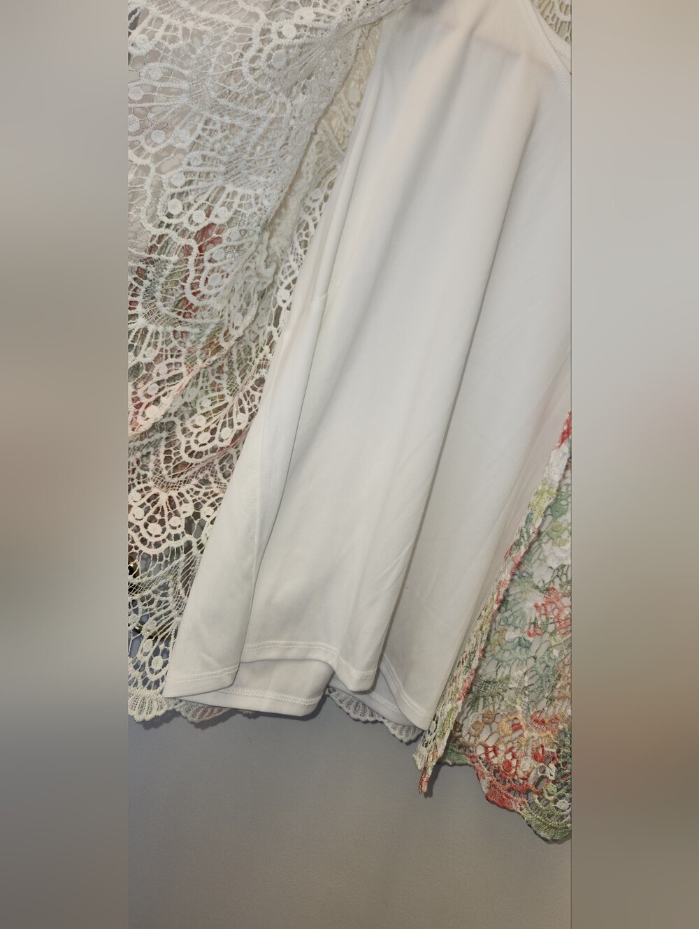 🩵🩷💚🤍Alfred Dunner White Crochet Lace Open Front Cardigan W/TankTop. Size PL - Picture 4 of 12
